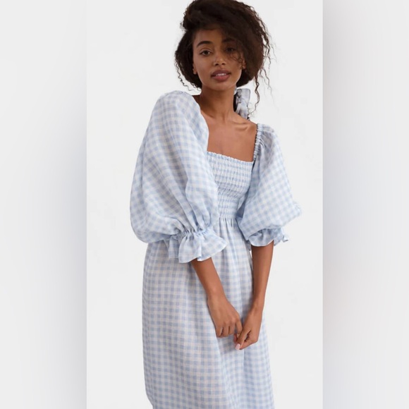 SLEEPER Atlanta Linen Dress  Blue Vichy - Picture 3 of 7